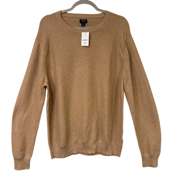 J.Crew Factory Camel Tan XL Cotton Crew Neck Long Sleeve Sweater Casual Classic - Picture 1 of 4